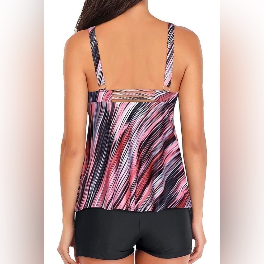Two Piece Tankini Swimsuit Swim Top with Boy short shorts XL - Picture 2 of 8
